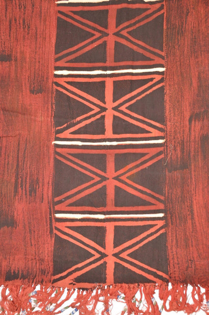 Unique Burgundy, Black and Beige Mud Cloth Shawl-Table Runner